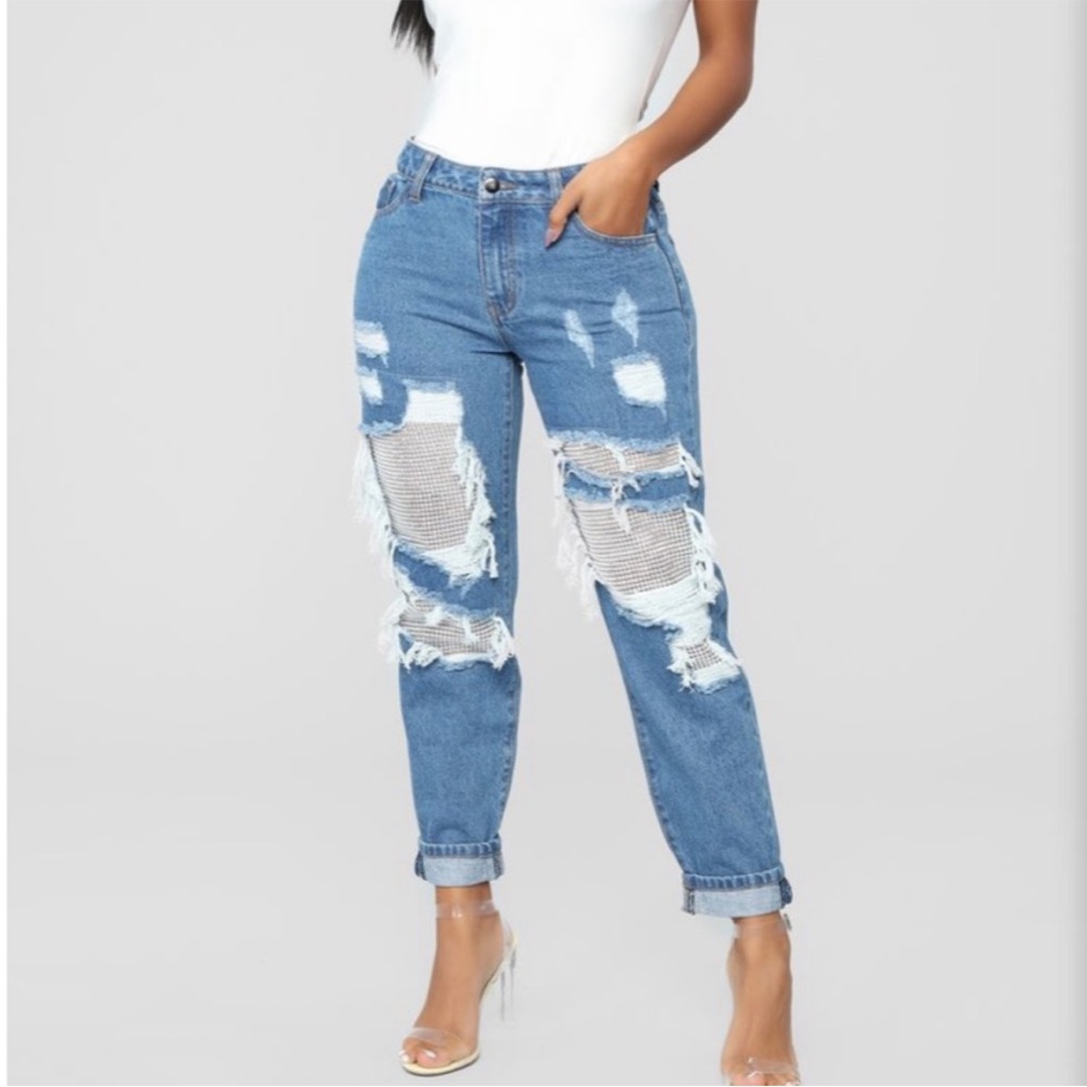 Distressed rhinestone jeans - Picture 3 of 5